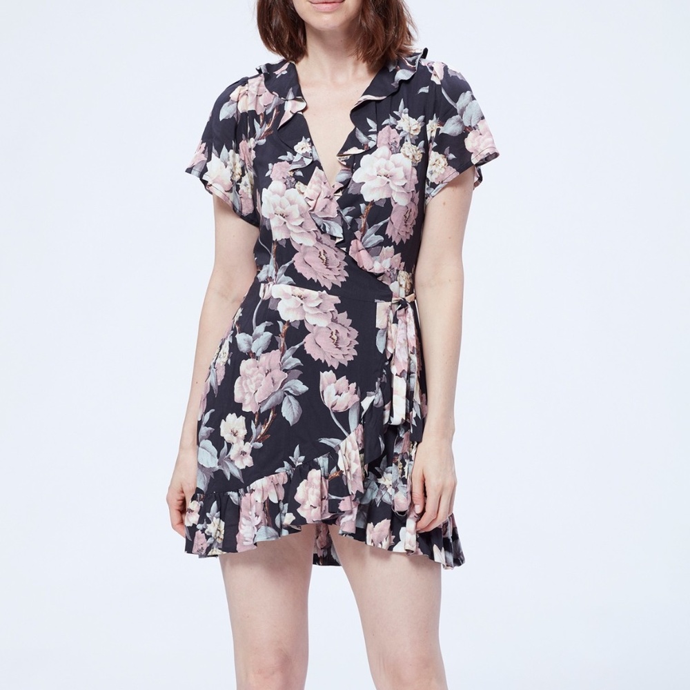 PAIGE Cardamom Floral Poplin Mini Wrap Dress NWT | Size XS
